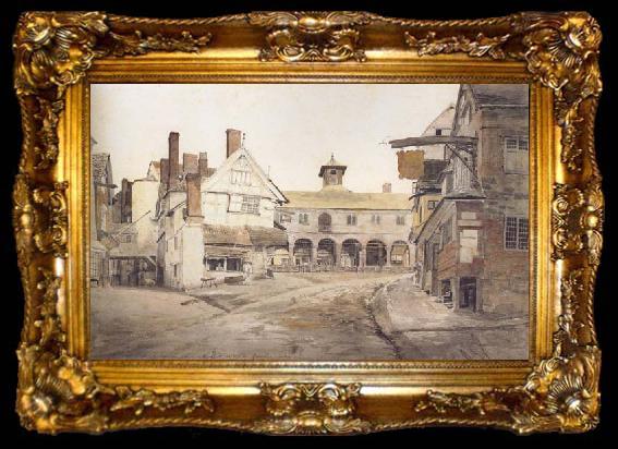 framed  Cornelius Varley Ross Market Place,Herefordshire a sketch on the spot (mk47), ta009-2